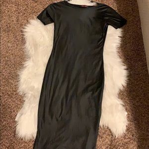Black Vinyl Midi Dress